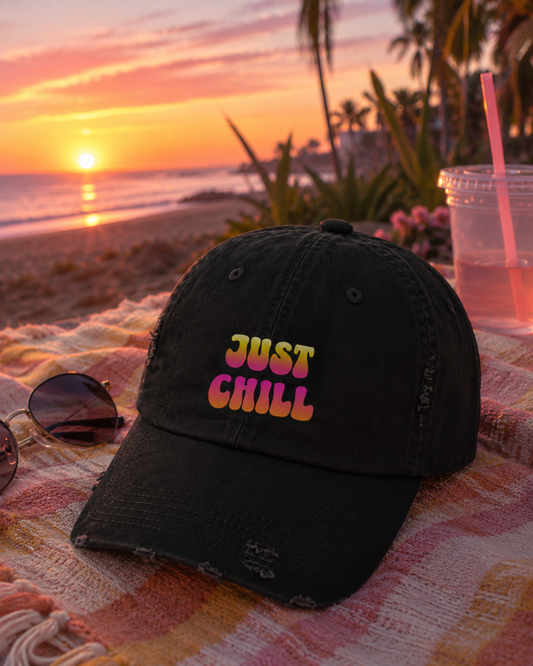 "Just Chill" Cap: Orange Sunset Version
